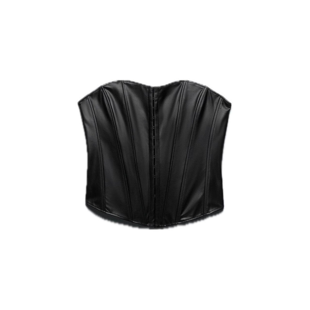 Faux Leather Corset Zara Black Top